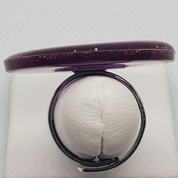 Adjustable Purple & Silver Colored Round Ring - Picture 5 of 6